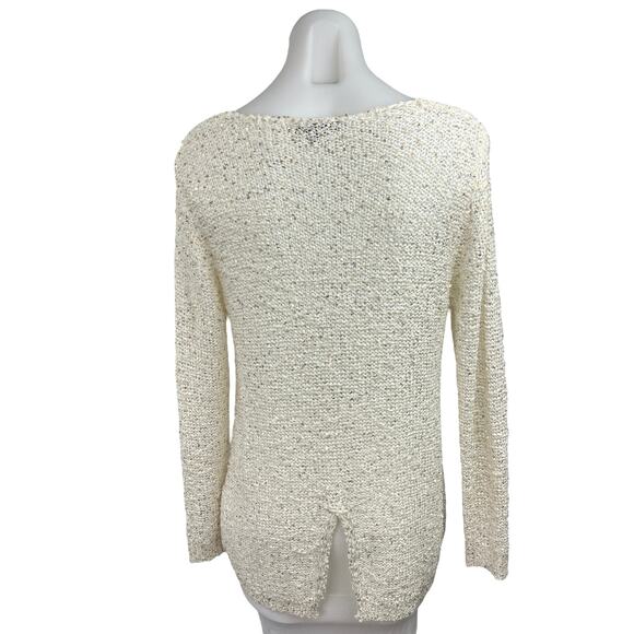Miracle City White Wool Blend Knitted Sequin Long Sleeve Pullover Top Size S/M - Picture 2 of 5